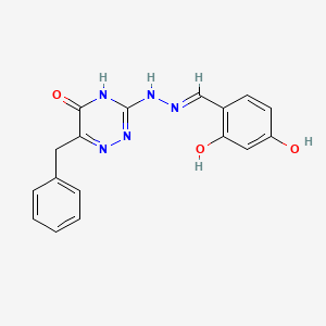 molecular formula C17H15N5O3 B11543322 6-benzyl-3-[(2E)-2-(2,4-dihydroxybenzylidene)hydrazinyl]-1,2,4-triazin-5(2H)-one 