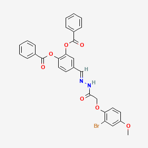 molecular formula C30H23BrN2O7 B11543324 2-(Benzoyloxy)-5-[(E)-{[2-(2-bromo-4-methoxyphenoxy)acetamido]imino}methyl]phenyl benzoate 