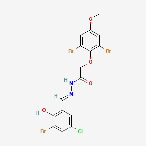 molecular formula C16H12Br3ClN2O4 B11543331 N'-[(E)-(3-bromo-5-chloro-2-hydroxyphenyl)methylidene]-2-(2,6-dibromo-4-methoxyphenoxy)acetohydrazide 