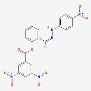 molecular formula C20H13N5O8 B11543369 2-{(Z)-[2-(4-nitrophenyl)hydrazinylidene]methyl}phenyl 3,5-dinitrobenzoate 