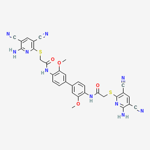 molecular formula C32H24N10O4S2 B11543469 N,N'-(3,3'-dimethoxybiphenyl-4,4'-diyl)bis{2-[(6-amino-3,5-dicyanopyridin-2-yl)sulfanyl]acetamide} 