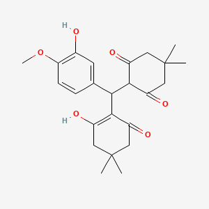 molecular formula C24H30O6 B11543477 2-[(2-Hydroxy-4,4-dimethyl-6-oxocyclohex-1-en-1-yl)(3-hydroxy-4-methoxyphenyl)methyl]-5,5-dimethylcyclohexane-1,3-dione 