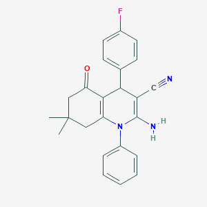 molecular formula C24H22FN3O B11543589 2-Amino-4-(4-fluorophenyl)-7,7-dimethyl-5-oxo-1-phenyl-1,4,5,6,7,8-hexahydroquinoline-3-carbonitrile 