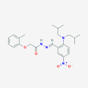 molecular formula C24H32N4O4 B11543629 N'-[(E)-{2-[bis(2-methylpropyl)amino]-5-nitrophenyl}methylidene]-2-(2-methylphenoxy)acetohydrazide 