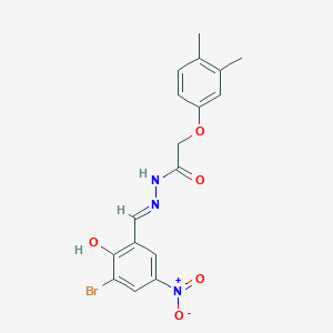 molecular formula C17H16BrN3O5 B11543644 N'-[(E)-(3-bromo-2-hydroxy-5-nitrophenyl)methylidene]-2-(3,4-dimethylphenoxy)acetohydrazide 