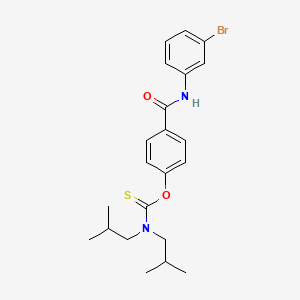 molecular formula C22H27BrN2O2S B11543698 O-{4-[(3-bromophenyl)carbamoyl]phenyl} bis(2-methylpropyl)carbamothioate 