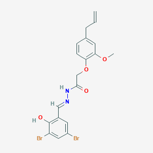 molecular formula C19H18Br2N2O4 B11543857 N'-[(E)-(3,5-dibromo-2-hydroxyphenyl)methylidene]-2-[2-methoxy-4-(prop-2-en-1-yl)phenoxy]acetohydrazide 