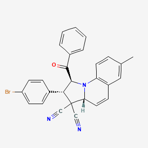 molecular formula C28H20BrN3O B11543893 (1S,2S,3aR)-2-(4-bromophenyl)-7-methyl-1-(phenylcarbonyl)-1,2-dihydropyrrolo[1,2-a]quinoline-3,3(3aH)-dicarbonitrile 