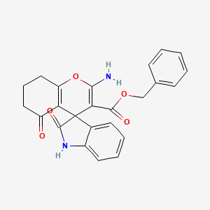 molecular formula C24H20N2O5 B11544004 Benzyl 2-amino-2',5-dioxo-1',2',5,6,7,8-hexahydrospiro[chromene-4,3'-indole]-3-carboxylate 