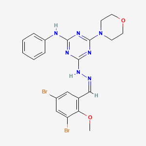 molecular formula C21H21Br2N7O2 B11544043 4-[(2Z)-2-(3,5-dibromo-2-methoxybenzylidene)hydrazinyl]-6-(morpholin-4-yl)-N-phenyl-1,3,5-triazin-2-amine 