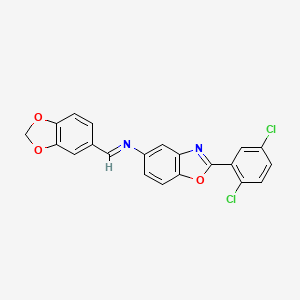 molecular formula C21H12Cl2N2O3 B11544085 N-[(E)-1,3-benzodioxol-5-ylmethylidene]-2-(2,5-dichlorophenyl)-1,3-benzoxazol-5-amine 