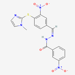 molecular formula C18H14N6O5S B11544152 N'-[(Z)-{4-[(1-methyl-1H-imidazol-2-yl)sulfanyl]-3-nitrophenyl}methylidene]-3-nitrobenzohydrazide 
