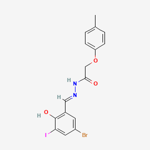 molecular formula C16H14BrIN2O3 B11544172 N'-[(E)-(5-bromo-2-hydroxy-3-iodophenyl)methylidene]-2-(4-methylphenoxy)acetohydrazide 