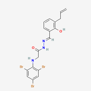 molecular formula C18H16Br3N3O2 B11544198 N'-[(E)-[2-Hydroxy-3-(prop-2-EN-1-YL)phenyl]methylidene]-2-[(2,4,6-tribromophenyl)amino]acetohydrazide 