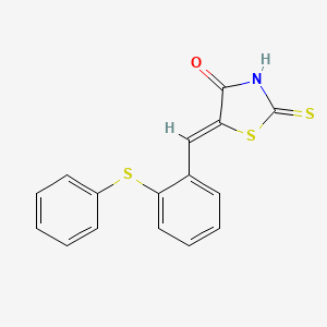 molecular formula C16H11NOS3 B11544219 (5Z)-5-[2-(phenylsulfanyl)benzylidene]-2-thioxo-1,3-thiazolidin-4-one 