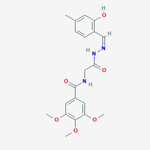 molecular formula C20H23N3O6 B11544384 N-({N'-[(Z)-(2-Hydroxy-4-methylphenyl)methylidene]hydrazinecarbonyl}methyl)-3,4,5-trimethoxybenzamide 