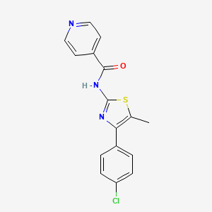 molecular formula C16H12ClN3OS B11544476 N-[4-(4-chlorophenyl)-5-methyl-1,3-thiazol-2-yl]pyridine-4-carboxamide 