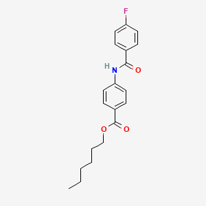 molecular formula C20H22FNO3 B11544484 Hexyl 4-{[(4-fluorophenyl)carbonyl]amino}benzoate 