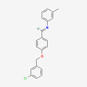 molecular formula C21H18ClNO B11544511 N-[(E)-{4-[(3-chlorobenzyl)oxy]phenyl}methylidene]-3-methylaniline 