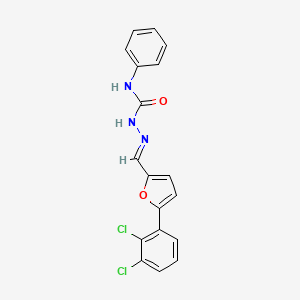 molecular formula C18H13Cl2N3O2 B11544564 Furane-2-carboxaldehyde, 5-(2,3-dichlorophenyl)-, 4-phenylsemicarbazone 