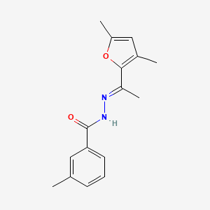 molecular formula C16H18N2O2 B11544567 N'-[(1E)-1-(3,5-dimethylfuran-2-yl)ethylidene]-3-methylbenzohydrazide 