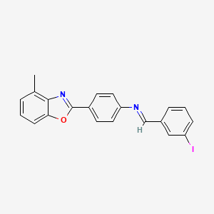 molecular formula C21H15IN2O B11544579 N-[(E)-(3-iodophenyl)methylidene]-4-(4-methyl-1,3-benzoxazol-2-yl)aniline 