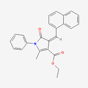 molecular formula C25H21NO3 B11544659 ethyl (4Z)-2-methyl-4-(naphthalen-1-ylmethylidene)-5-oxo-1-phenyl-4,5-dihydro-1H-pyrrole-3-carboxylate 