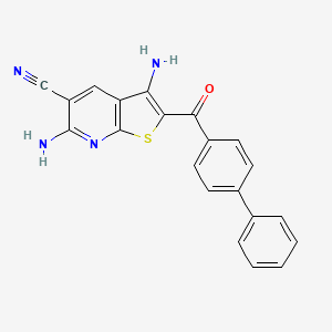 molecular formula C21H14N4OS B11544726 3,6-Diamino-2-(biphenyl-4-ylcarbonyl)thieno[2,3-b]pyridine-5-carbonitrile 