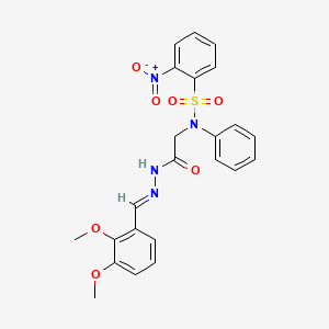 molecular formula C23H22N4O7S B11544878 N-({N'-[(E)-(2,3-Dimethoxyphenyl)methylidene]hydrazinecarbonyl}methyl)-2-nitro-N-phenylbenzene-1-sulfonamide 