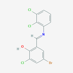 molecular formula C13H7BrCl3NO B11544933 4-Bromo-2-chloro-6-[(E)-[(2,3-dichlorophenyl)imino]methyl]phenol 
