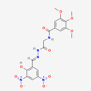 molecular formula C19H19N5O10 B11544950 N-({N'-[(E)-(2-Hydroxy-3,5-dinitrophenyl)methylidene]hydrazinecarbonyl}methyl)-3,4,5-trimethoxybenzamide 
