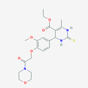 molecular formula C21H27N3O6S B11545000 Ethyl 4-{3-methoxy-4-[2-(morpholin-4-yl)-2-oxoethoxy]phenyl}-6-methyl-2-thioxo-1,2,3,4-tetrahydropyrimidine-5-carboxylate 