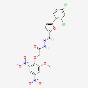 molecular formula C20H14Cl2N4O8 B11545060 N'-[(E)-[5-(2,4-Dichlorophenyl)furan-2-YL]methylidene]-2-(2-methoxy-4,6-dinitrophenoxy)acetohydrazide 