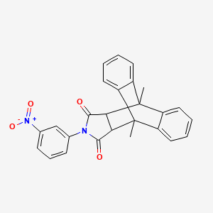 molecular formula C26H20N2O4 B11545166 1,8-Dimethyl-17-(3-nitrophenyl)-17-azapentacyclo[6.6.5.0~2,7~.0~9,14~.0~15,19~]nonadeca-2,4,6,9,11,13-hexaene-16,18-dione (non-preferred name) 