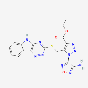 molecular formula C17H14N10O3S B11545168 Ethyl 1-(4-amino-1,2,5-oxadiazol-3-YL)-5-({5H-[1,2,4]triazino[5,6-B]indol-3-ylsulfanyl}methyl)-1H-1,2,3-triazole-4-carboxylate 