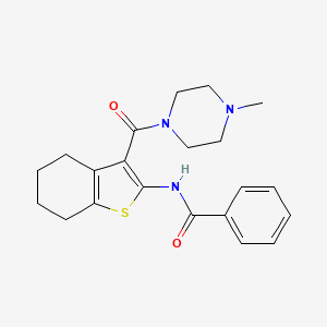 molecular formula C21H25N3O2S B11545197 N-[3-(4-methylpiperazine-1-carbonyl)-4,5,6,7-tetrahydro-1-benzothiophen-2-yl]benzamide 