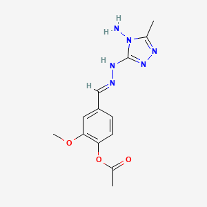 molecular formula C13H16N6O3 B11545198 Benzaldehyde, 4-acetoxy-3-methoxy-, (4-amino-5-methyl-1,2,4-triazol-3-yl)hydrazone 