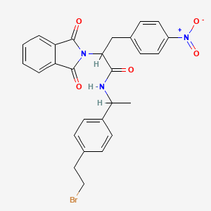molecular formula C27H24BrN3O5 B11545297 N-{1-[4-(2-bromoethyl)phenyl]ethyl}-2-(1,3-dioxo-1,3-dihydro-2H-isoindol-2-yl)-3-(4-nitrophenyl)propanamide 