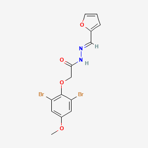 molecular formula C14H12Br2N2O4 B11545319 2-(2,6-dibromo-4-methoxyphenoxy)-N'-[(E)-furan-2-ylmethylidene]acetohydrazide 