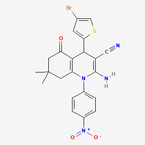 molecular formula C22H19BrN4O3S B11545371 2-Amino-4-(4-bromothiophen-2-yl)-7,7-dimethyl-1-(4-nitrophenyl)-5-oxo-1,4,5,6,7,8-hexahydroquinoline-3-carbonitrile CAS No. 311323-38-3