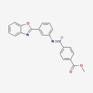 molecular formula C22H16N2O3 B11545435 methyl 4-[(E)-{[3-(1,3-benzoxazol-2-yl)phenyl]imino}methyl]benzoate 