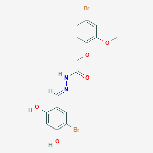 molecular formula C16H14Br2N2O5 B11545458 N'-[(E)-(5-bromo-2,4-dihydroxyphenyl)methylidene]-2-(4-bromo-2-methoxyphenoxy)acetohydrazide 