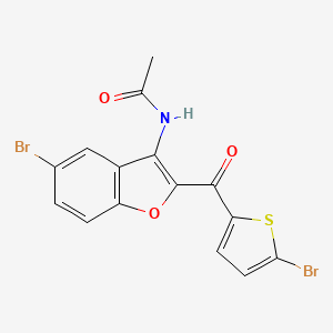 molecular formula C15H9Br2NO3S B11545552 N-[5-bromo-2-(5-bromothiophene-2-carbonyl)-1-benzofuran-3-yl]acetamide 