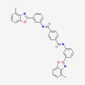 molecular formula C36H26N4O2 B11545573 N,N'-[benzene-1,4-diyldi(E)methylylidene]bis[3-(4-methyl-1,3-benzoxazol-2-yl)aniline] 