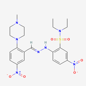 molecular formula C22H29N7O6S B11545634 N,N-diethyl-2-{(2E)-2-[2-(4-methylpiperazin-1-yl)-5-nitrobenzylidene]hydrazinyl}-5-nitrobenzenesulfonamide 
