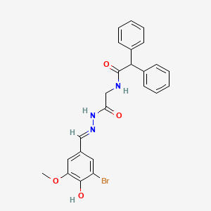 molecular formula C24H22BrN3O4 B11545659 N-({N'-[(E)-(3-Bromo-4-hydroxy-5-methoxyphenyl)methylidene]hydrazinecarbonyl}methyl)-2,2-diphenylacetamide 