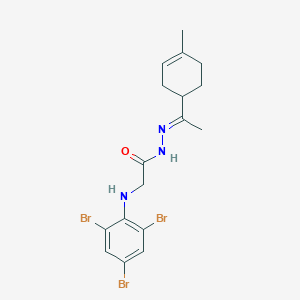 molecular formula C17H20Br3N3O B11545724 N'-[(1E)-1-(4-Methylcyclohex-3-EN-1-YL)ethylidene]-2-[(2,4,6-tribromophenyl)amino]acetohydrazide 