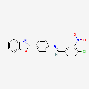 molecular formula C21H14ClN3O3 B11545828 N-[(E)-(4-chloro-3-nitrophenyl)methylidene]-4-(4-methyl-1,3-benzoxazol-2-yl)aniline 