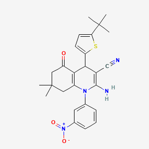 molecular formula C26H28N4O3S B11545907 2-Amino-4-(5-tert-butylthiophen-2-yl)-7,7-dimethyl-1-(3-nitrophenyl)-5-oxo-1,4,5,6,7,8-hexahydroquinoline-3-carbonitrile CAS No. 311318-21-5