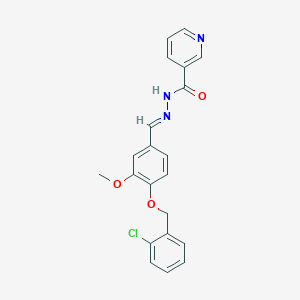 molecular formula C21H18ClN3O3 B11546042 N'-[(E)-{4-[(2-chlorobenzyl)oxy]-3-methoxyphenyl}methylidene]pyridine-3-carbohydrazide 